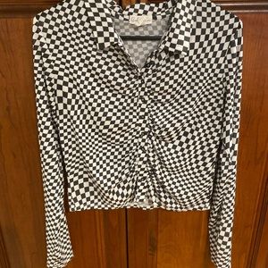 Woman’s checkered blouse